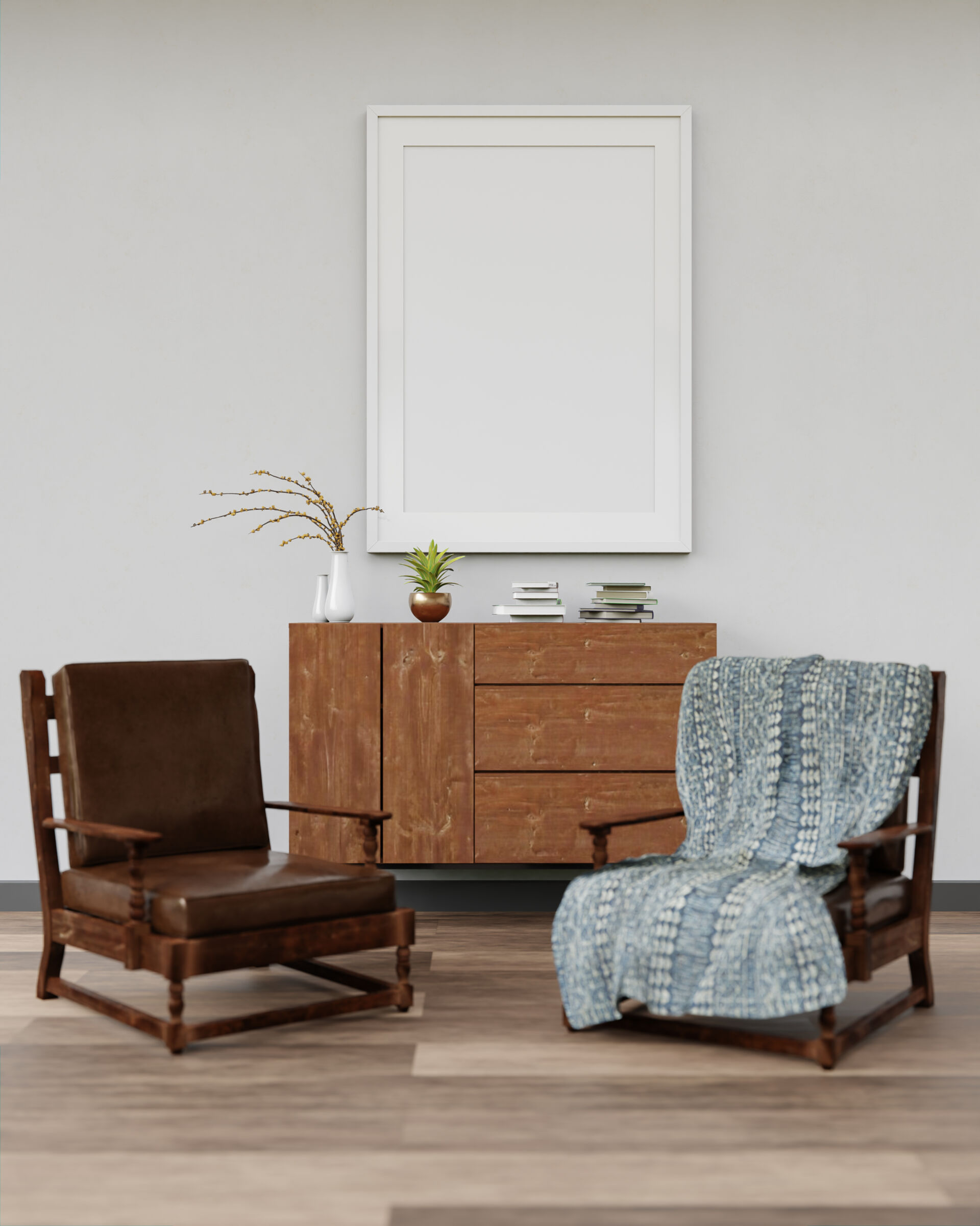 local maintenance services building 3D interoir design for living room and mockup frame