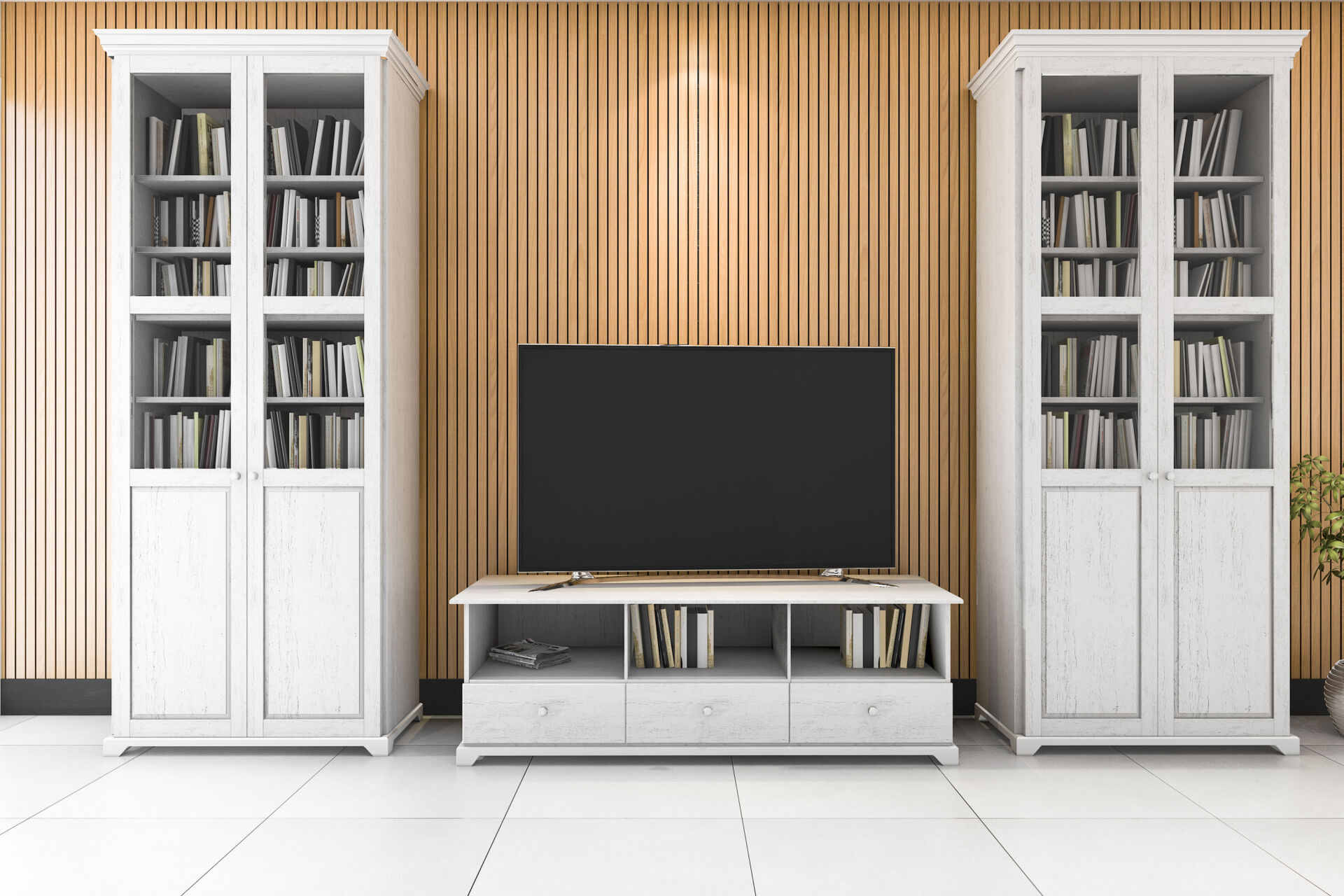 Flat-screen TV securely mounted on wall