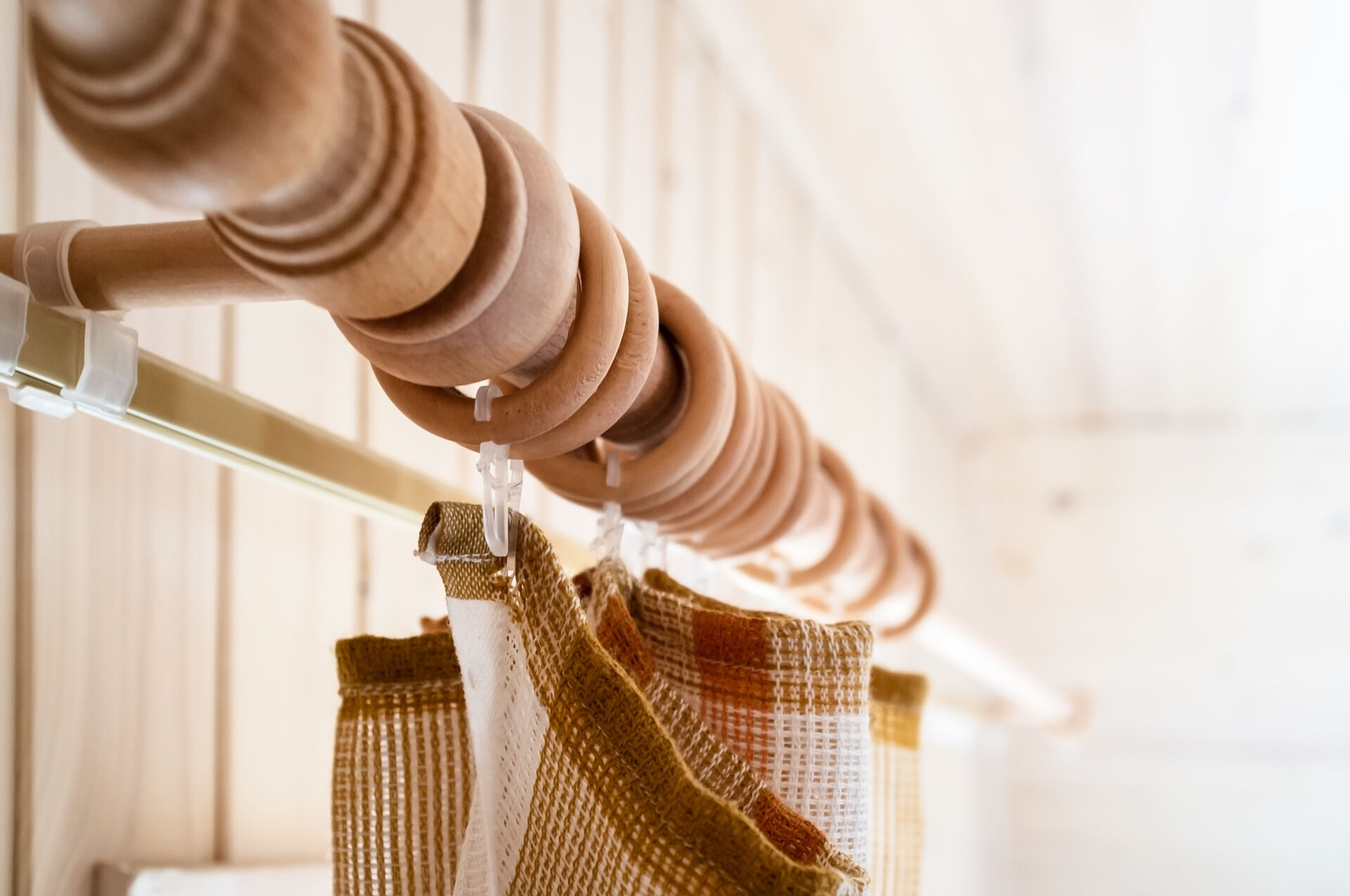 Local maintenance services upclose of curtains hanging