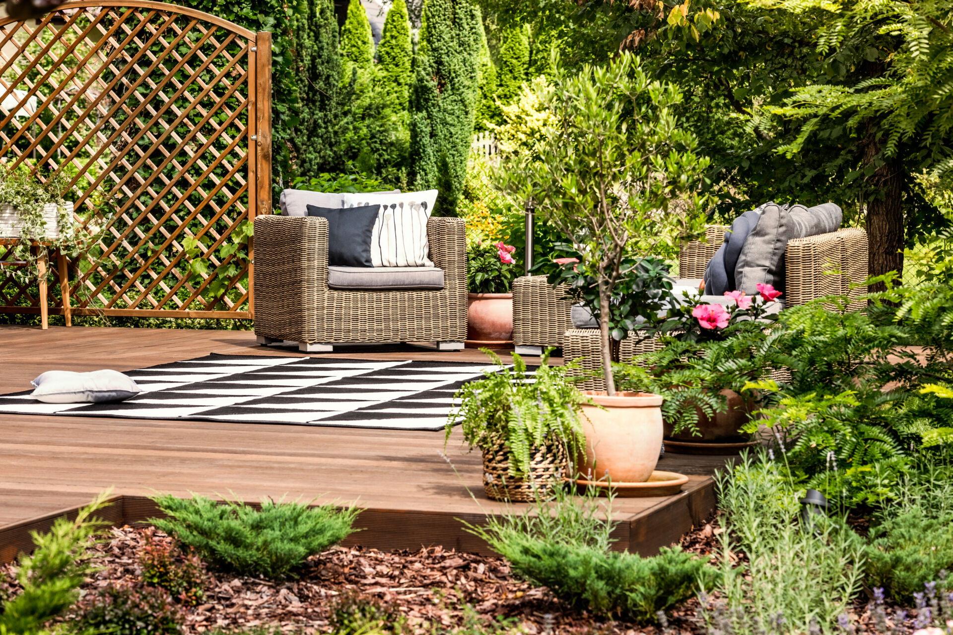 Garden decking cleaned and repaired by Local Maintenance Services